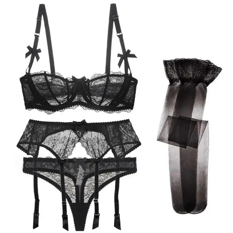 Novo 2025 luxo meia xícara de  - Lace Bralette Set avaliação e preço